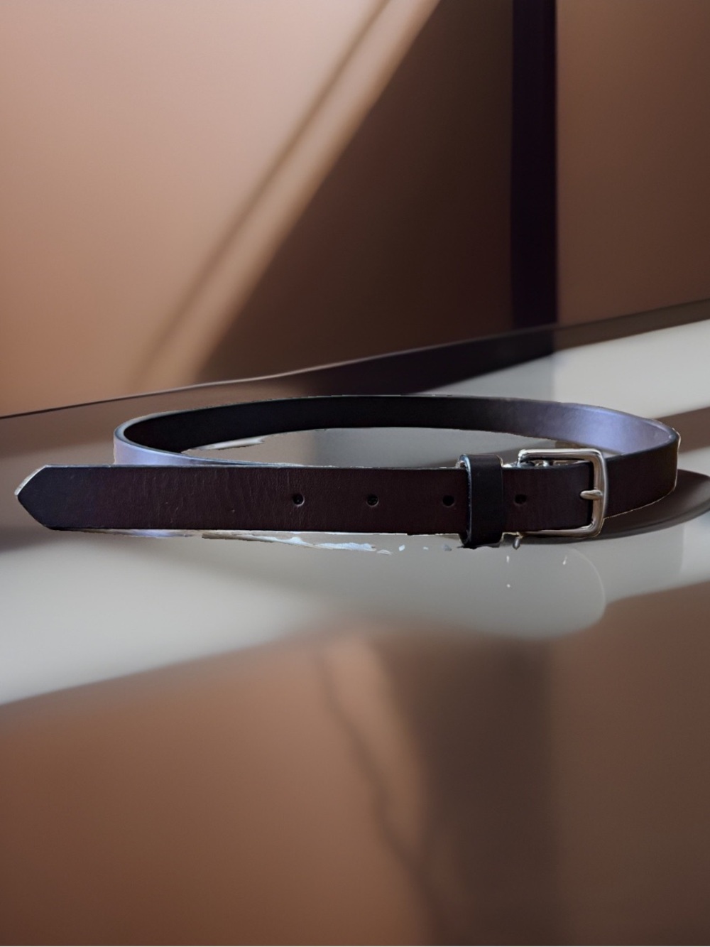 Coach Brown Leather Belt 30-34 Made in Italy Silver Buckle Genuine Leather